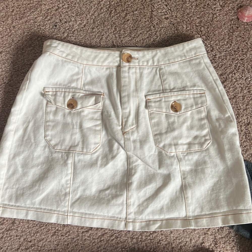Adorable white denim mini skirt